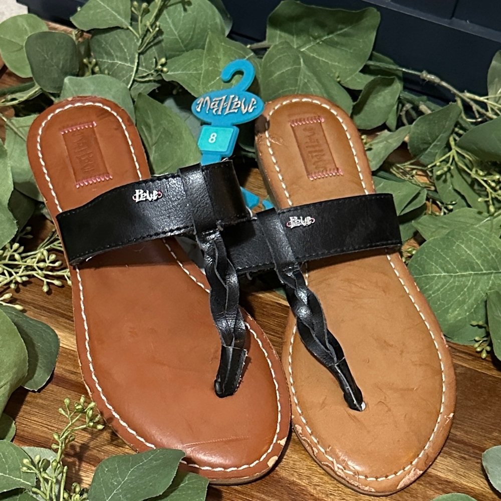 Mad love Black and Brown Leather Sandals 8